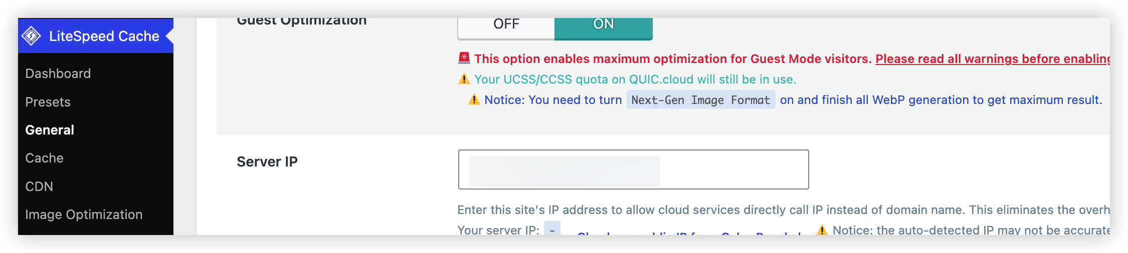 wordpress lightspeed cache 导入设置后需要修改的地方